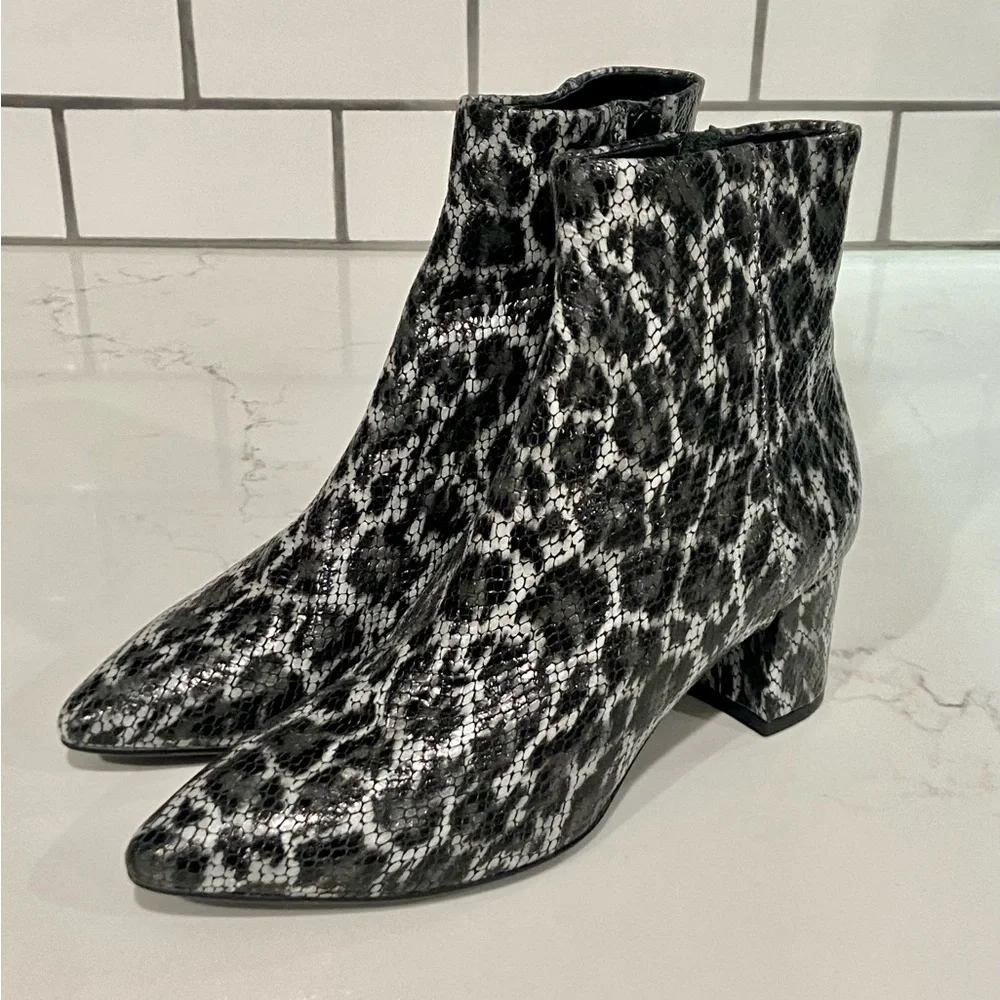 AGL Marette Snake Embossed Leopard Print Leather Ankle Boots Size 36